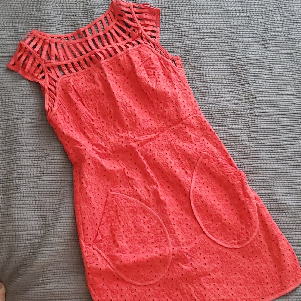 Red eyelet summer dress